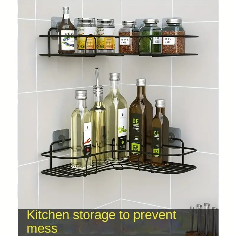 Self Adhesive Metal Corner Rack (Buy 1 Get 1 Free) With 4 Pcs Free Hooks