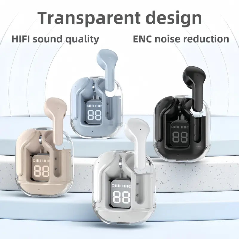 Stylish Transparent TWS True Wireless Earbuds (One Year Warranty)