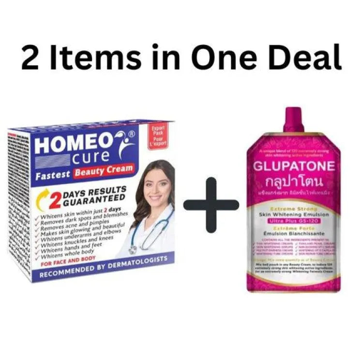 GLUPATONE Extreme Strong Whitening Emulsion Ultra Plus GS-120 For Face  With Homeo Cure Beauty Cream