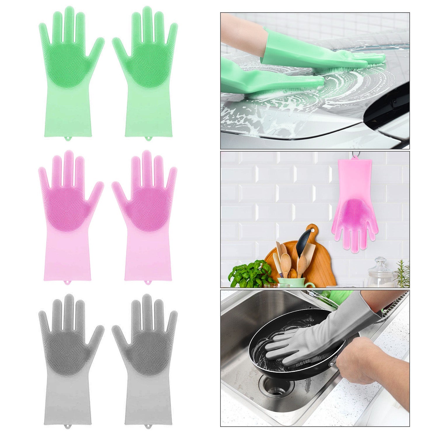 Silicone Washing Gloves (Pair)