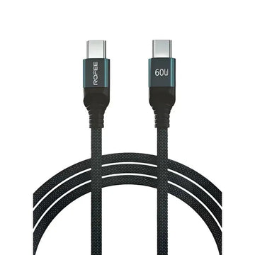 Rofee 505-C Smart &amp; Fast Data Cable 60W 1.2m C2C Aluminum Alloy+Braided Nylon Cable Black