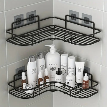 Self Adhesive Metal Corner Rack (Buy 1 Get 1 Free) With 4 Pcs Free Hooks