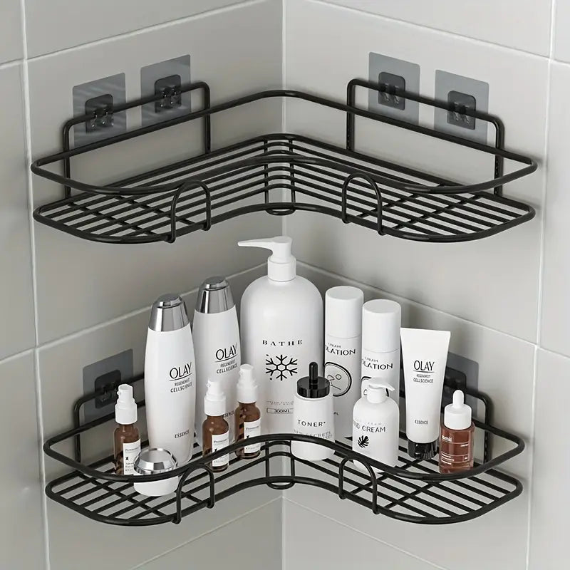 Self Adhesive Metal Corner Rack (Buy 1 Get 1 Free) With 4 Pcs Free Hooks