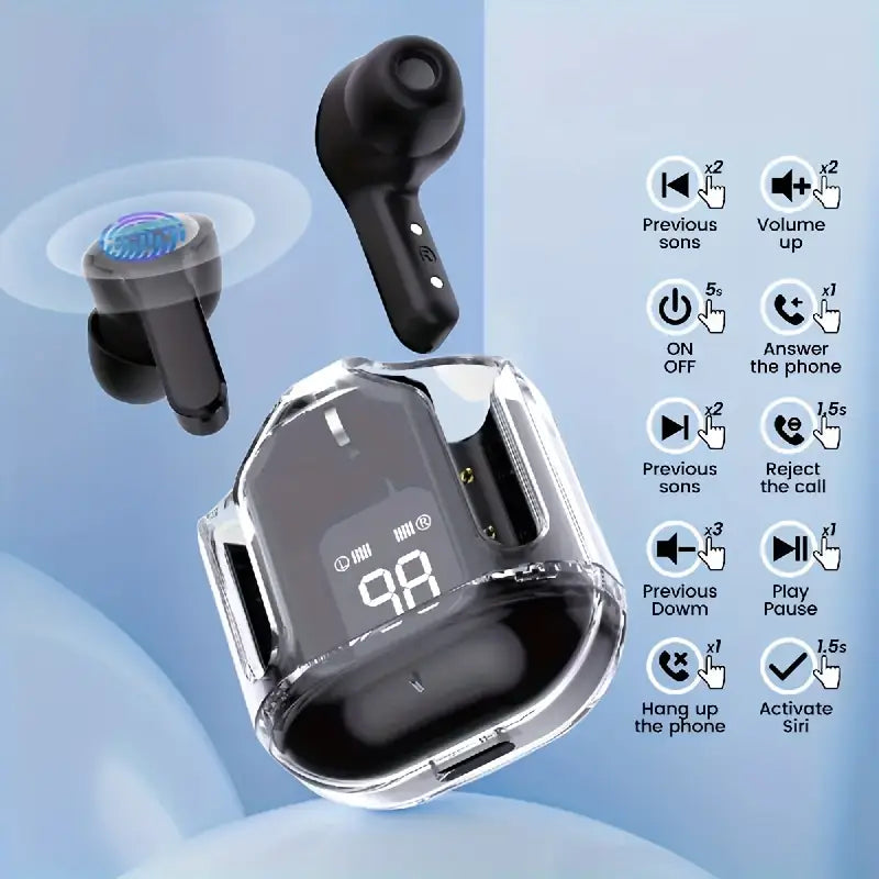 Stylish Transparent TWS True Wireless Earbuds (One Year Warranty)