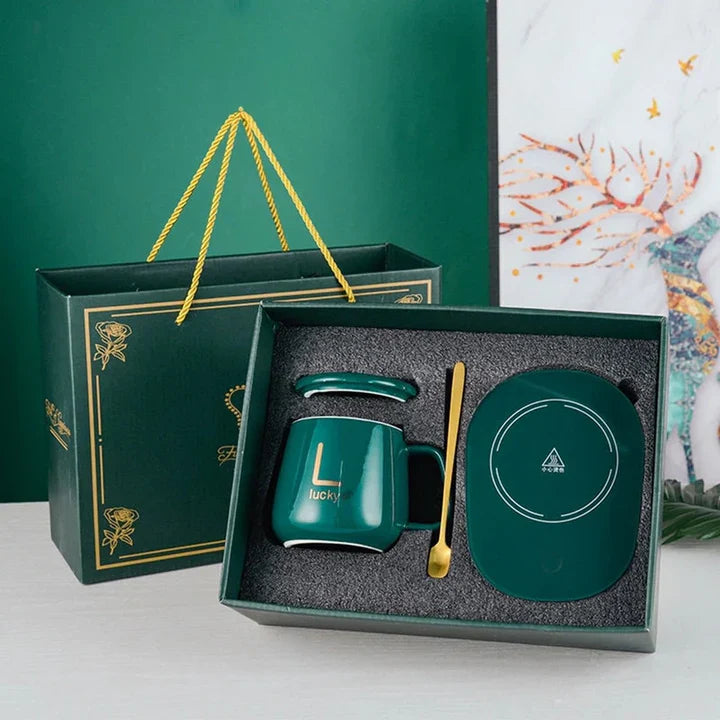Ceramic Electric Heating Mug Warmer Set (Gift Box Packing)
