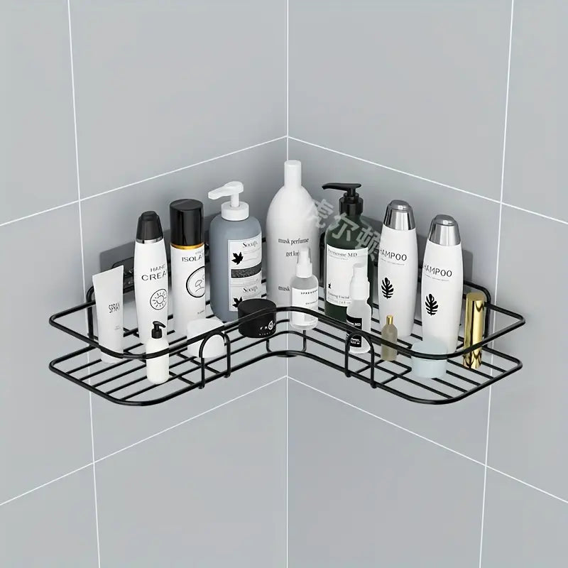 Self Adhesive Metal Corner Rack (Buy 1 Get 1 Free) With 4 Pcs Free Hooks