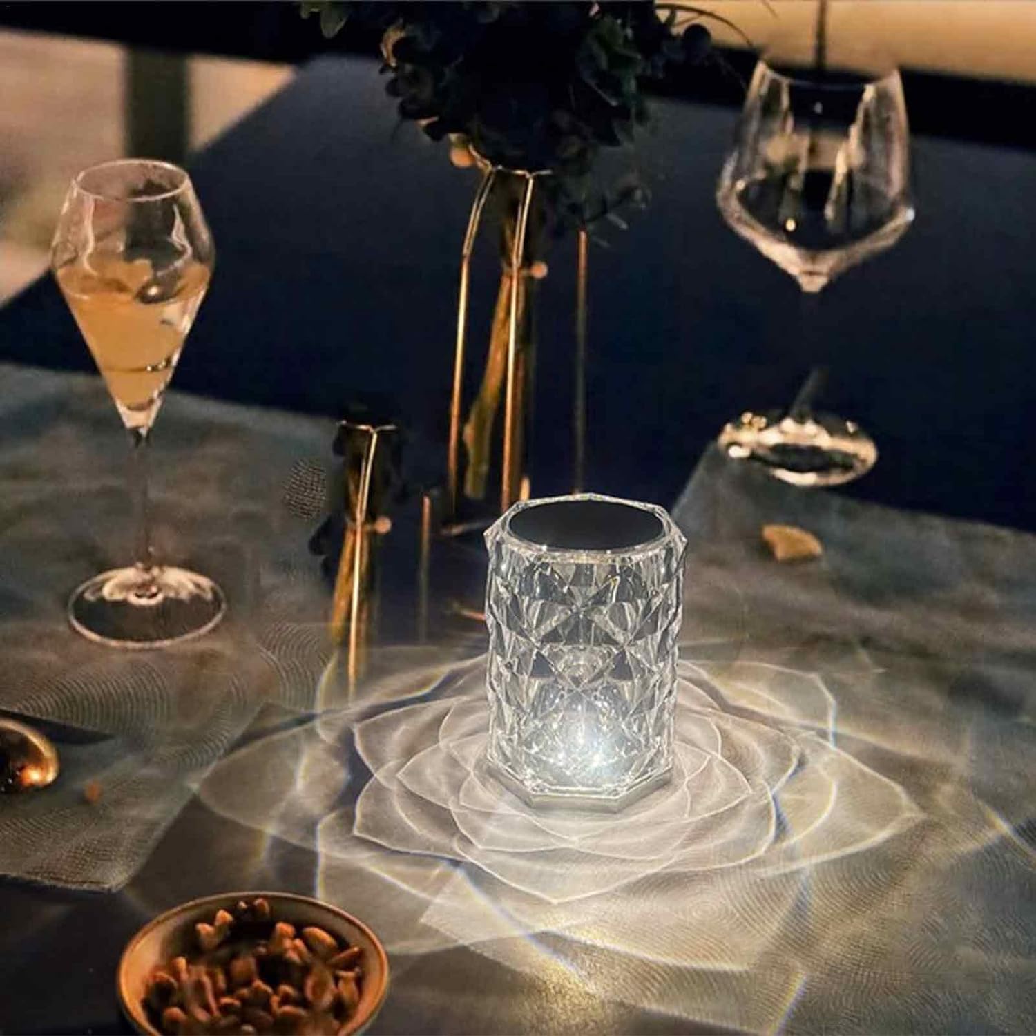 Crystal Lamp,Remote Control Bedside Table Lamp size (4.92*3.54inch)