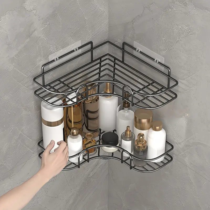 Self Adhesive Metal Corner Rack (Buy 1 Get 1 Free) With 4 Pcs Free Hooks