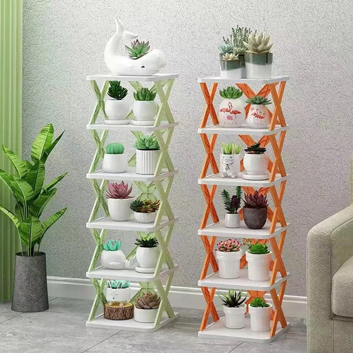X-Shaped 5 Layer Folding Shoe Rack