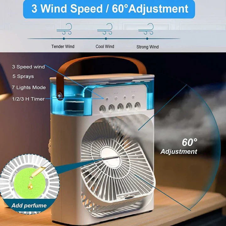 Portable USB Humidifier Fan, 5-Mode Ultrasonic Air Cooler