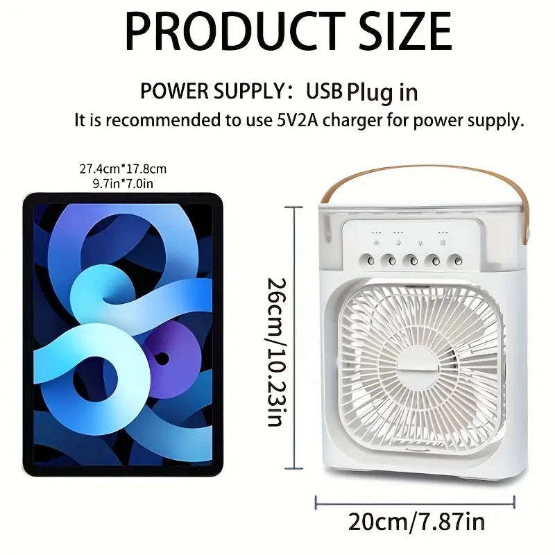 Portable USB Humidifier Fan, 5-Mode Ultrasonic Air Cooler