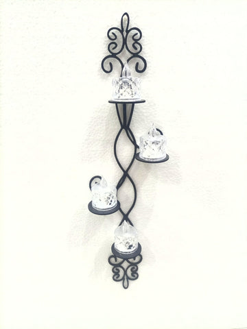 Long Vertical Candle Holder | Wooden Wall Hanging Candle Holder | Long Tea light Wall Mounted Sconces  Candle Holder