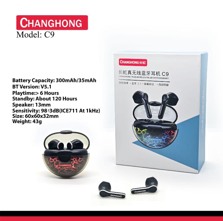 Changhong c9🔥Bluetooth 5.1, HD Sound Quality Wireless Airbuds