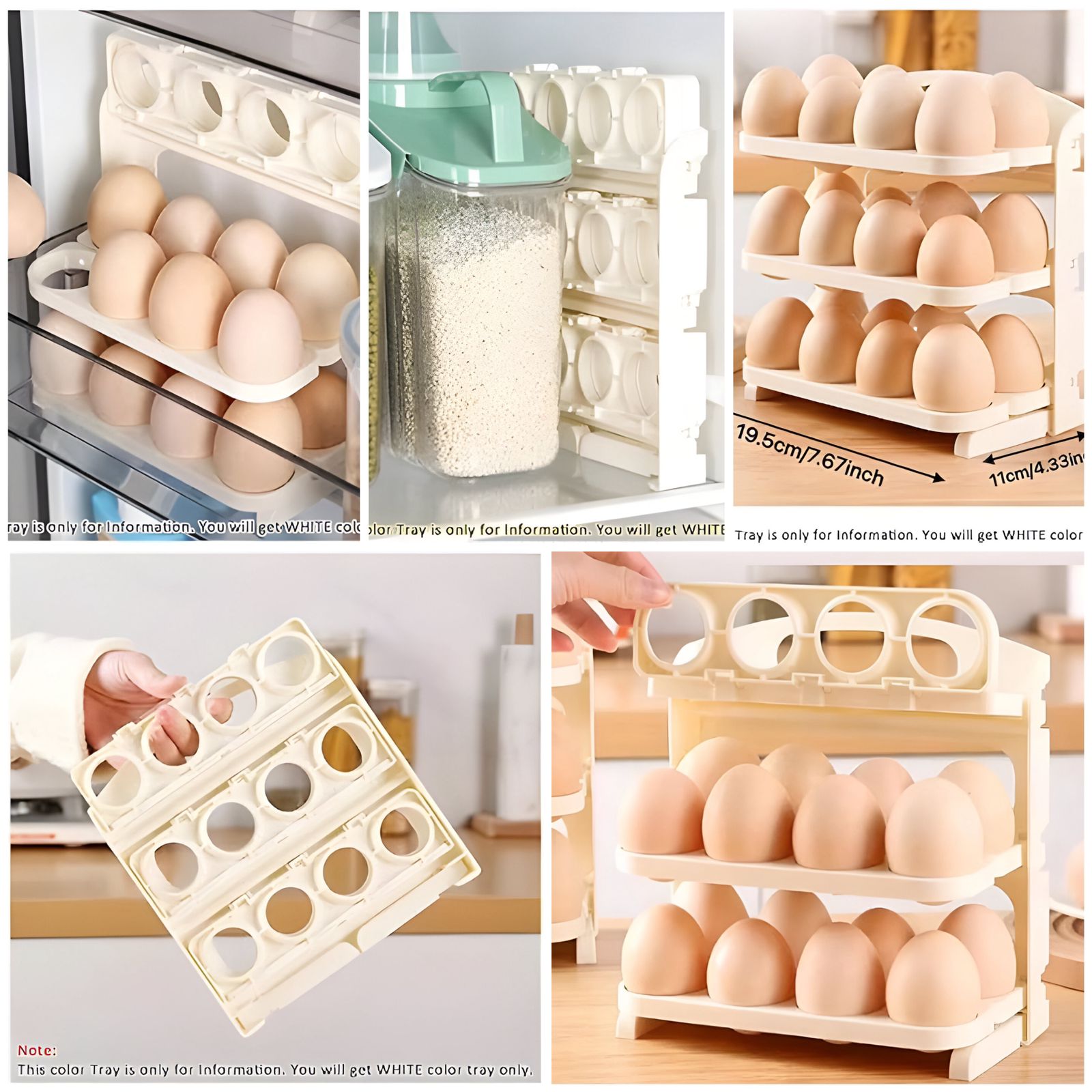 Egg Holde Rolling Storage Container Space-saving Rack for Kitchen Refrigerator Space Saving Egg Holder(random color )