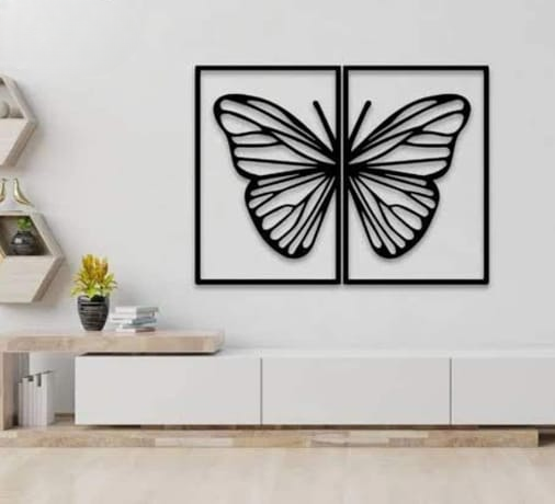 Butterfly wooden art Wall decoration Hanging  MDF wood material  Black color