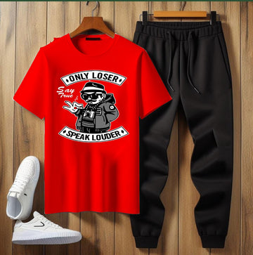 JBi Printed Only Loser Speak Louder  Summer Track suit