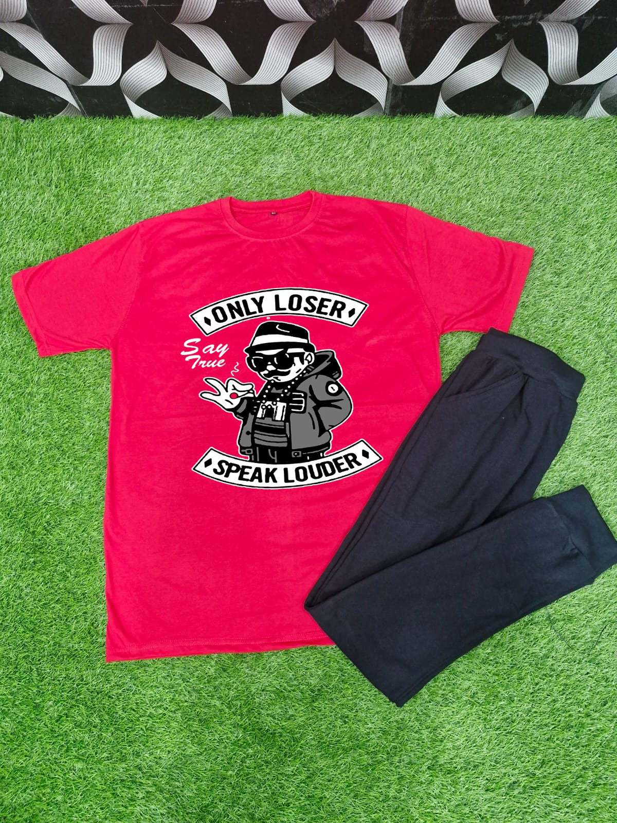 JBi Printed Only Loser Speak Louder  Summer Track suit