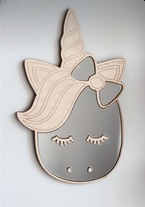 Unicorn shaped acrylic mirror  - Kids room decoration
