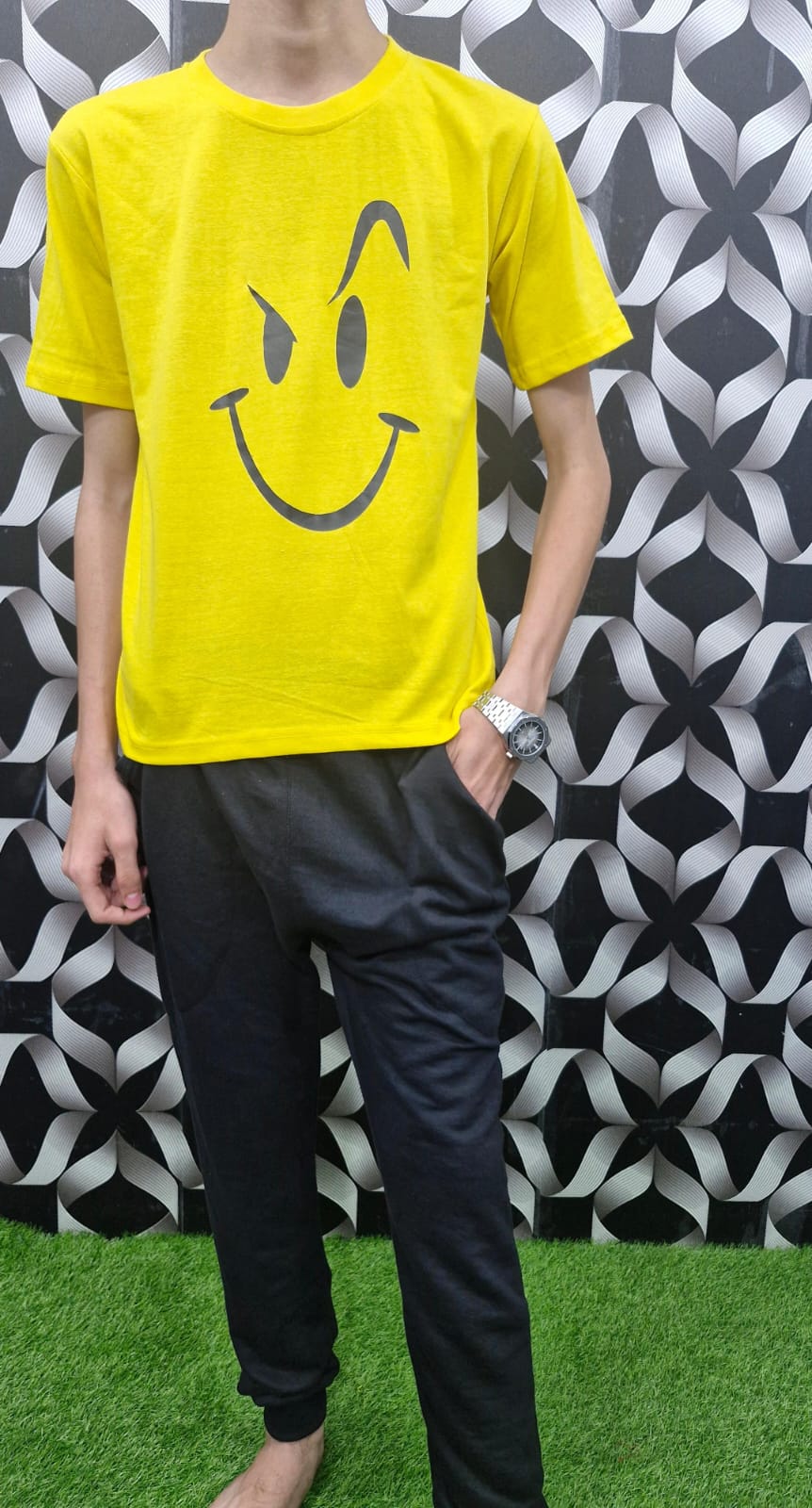 JBi  Printed Smile Summer Tracksuite ( Colour Yellow)