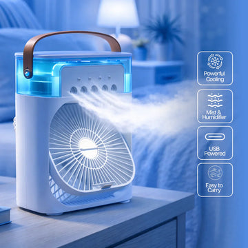 Portable USB Humidifier Fan, 5-Mode Ultrasonic Air Cooler