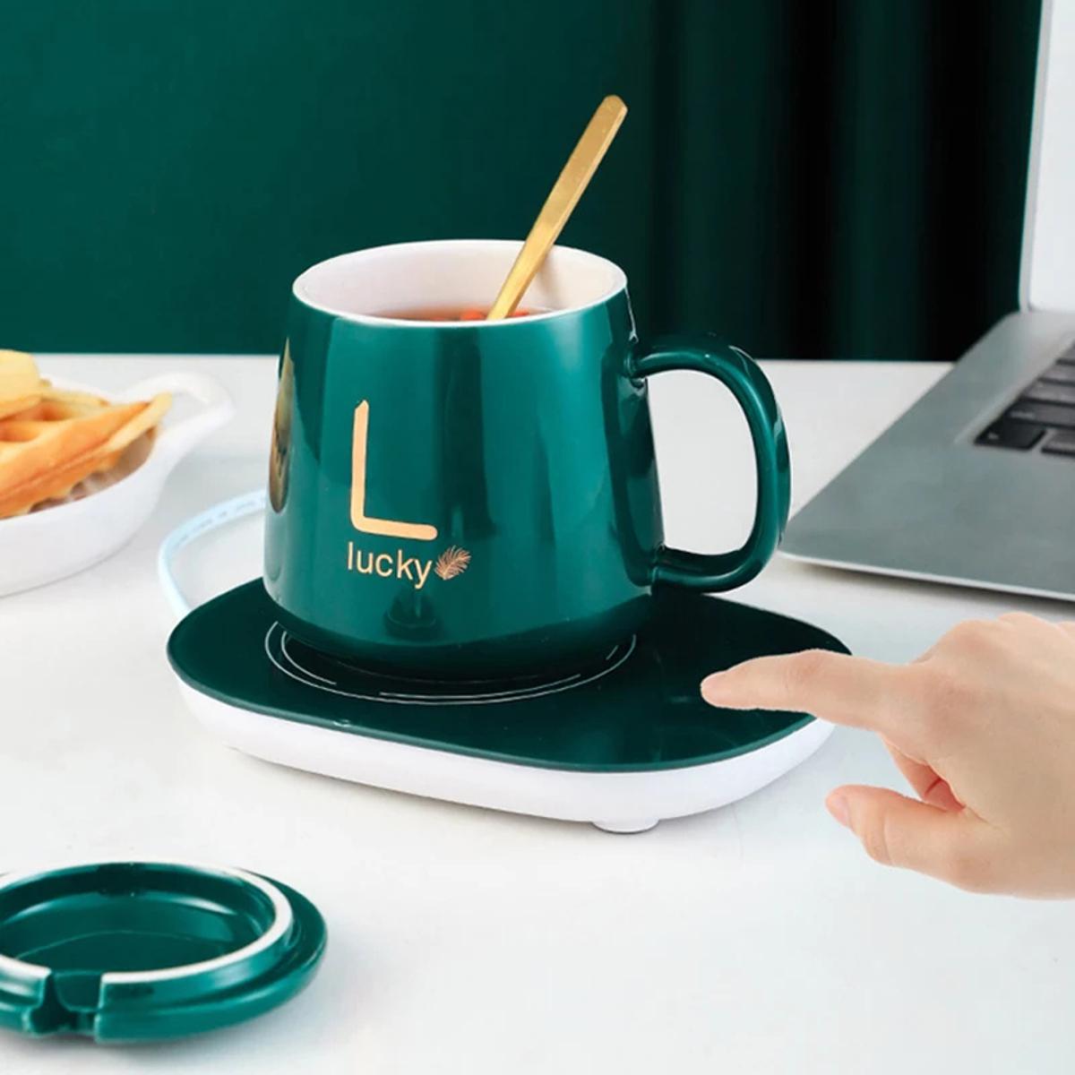 Ceramic Electric Heating Mug Warmer Set (Gift Box Packing)