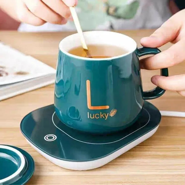 Ceramic Electric Heating Mug Warmer Set (Gift Box Packing)