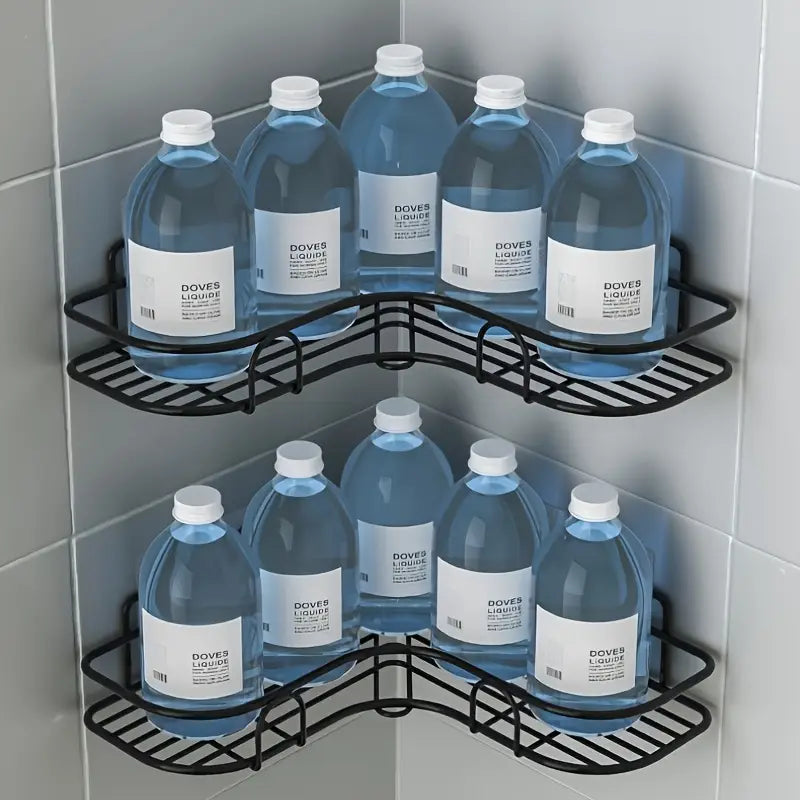 Self Adhesive Metal Corner Rack (Buy 1 Get 1 Free) With 4 Pcs Free Hooks