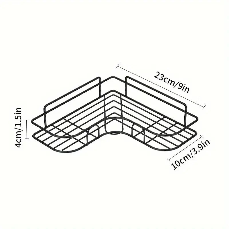Self Adhesive Metal Corner Rack (Buy 1 Get 1 Free) With 4 Pcs Free Hooks